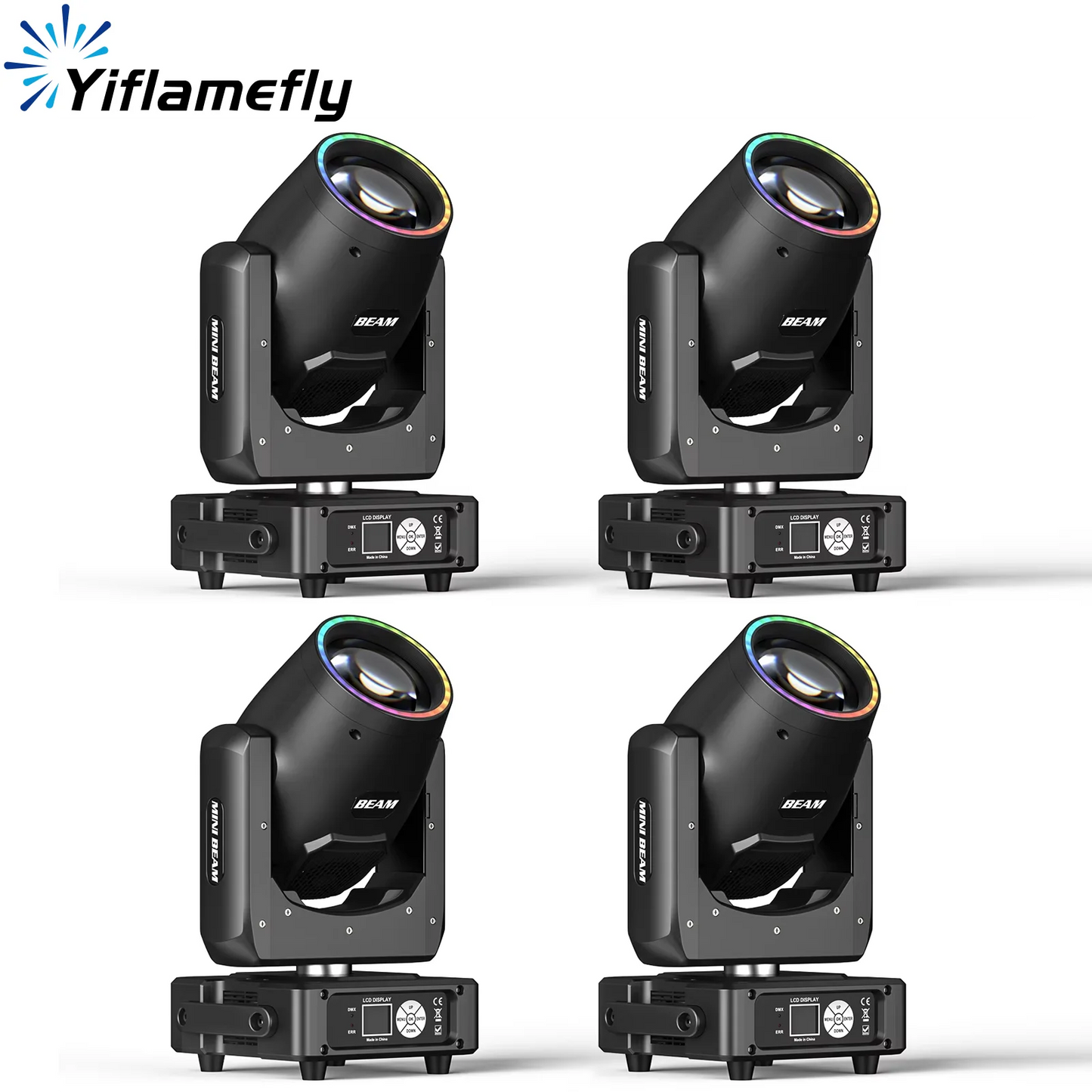 Yiflamefly 4Pcs 450W Moving Head Lights RGBW DMX512 Stage Lights DMX Sound Activated Play DJ Light For Wedding Party Music