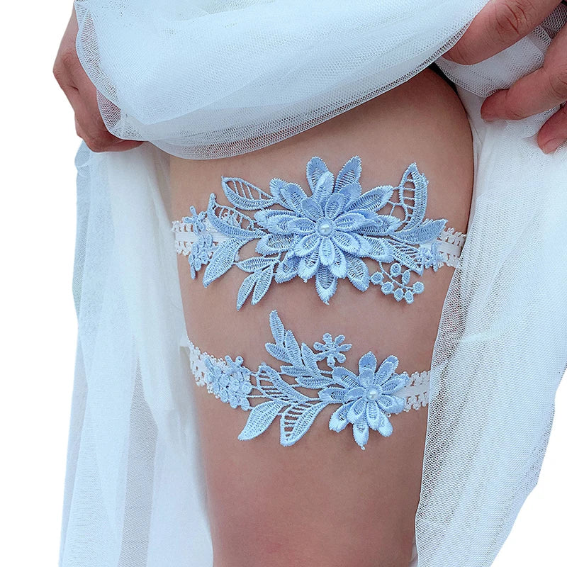 Sexy Lace 2pcs/Set Wedding Garter Lace Embroidery Floral Sexy Garters for Women/Bride Thigh Ring Bridal Leg Garter