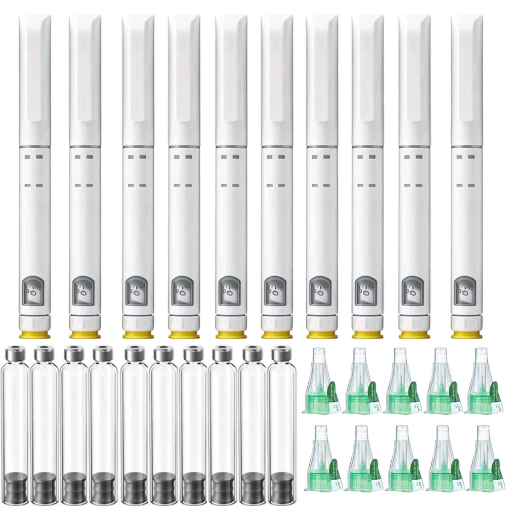Disposable Sterile Injection Pen Insulin Injection Pen Adjustable Growth Hormone Dose 60U with 3ml Cartridges & 32G 4mm Pen Tip
