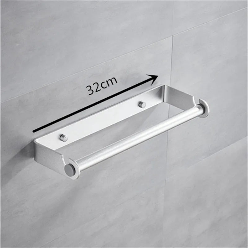 Multifunctional Wall Mount Paper Towel Holder Aluminium Alloy Cling Film Storage Rack Kitchen Organizer Practical Roll Paper