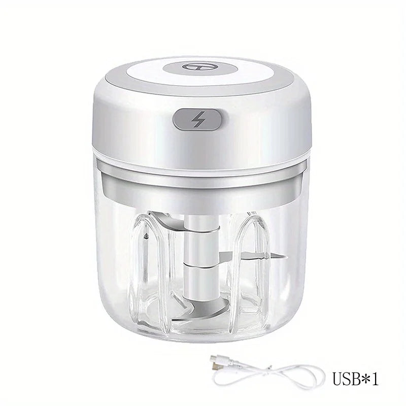 Electric Mini Garlic Chopper, Portable Food Processor, Vegetable Chopper Onion Mincer, Cordless Meat Grinder with USB Charging