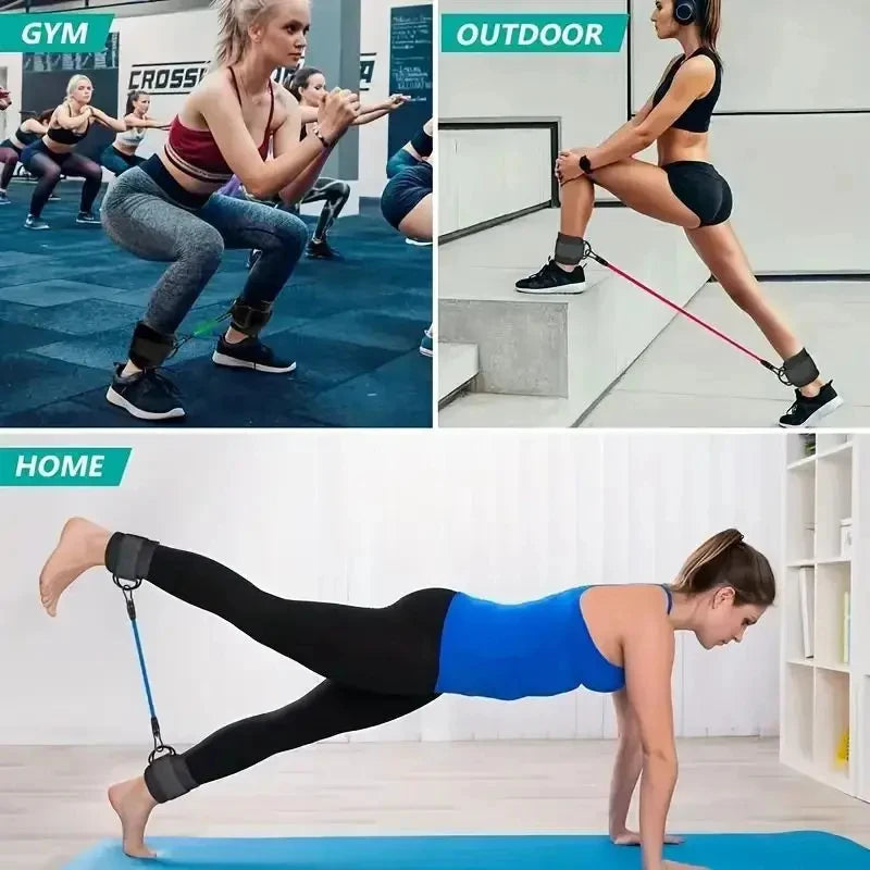 6-Piece Leg Resistance Band Set for Hip Strength Training, Running, Fitness, Ankle Resistance Bands