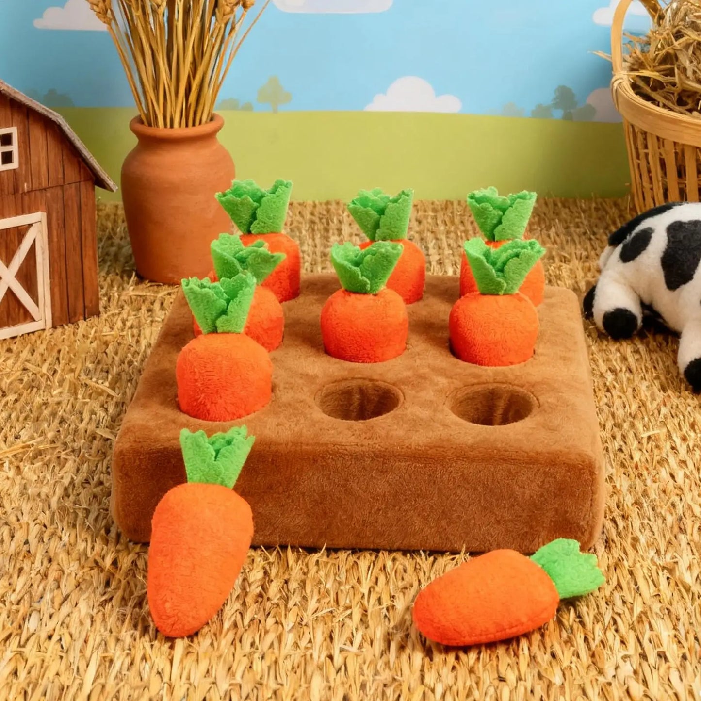 Dog Puppy Snuffle Mat Funny Enrichment Interactive Pet Carrot Puzzle Toy Dog Activity Mat for Boredom Relief Foraging Training