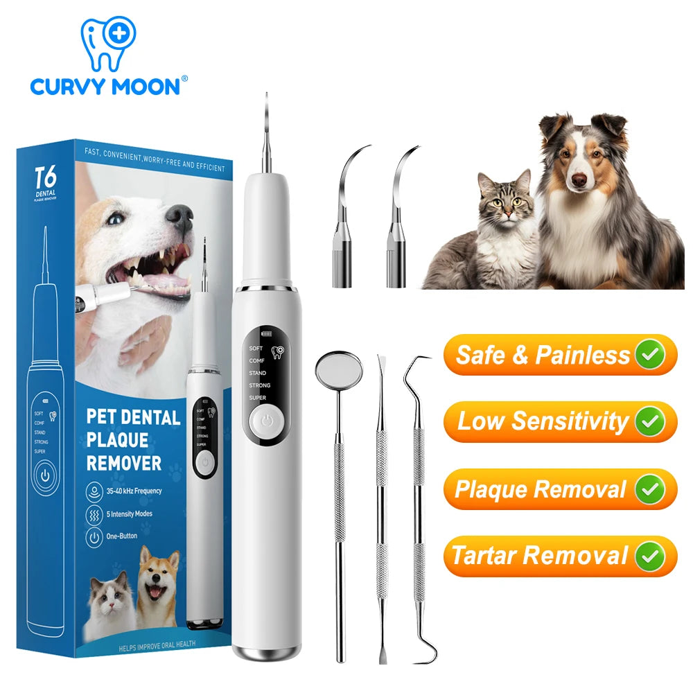 Dog Cat Ultrasonic Dental Scaler 5 Cleaning Modes Calculus Dental Plaque Cleaner Tartar Calculus Remover Pet Teeth Cleaning Kit