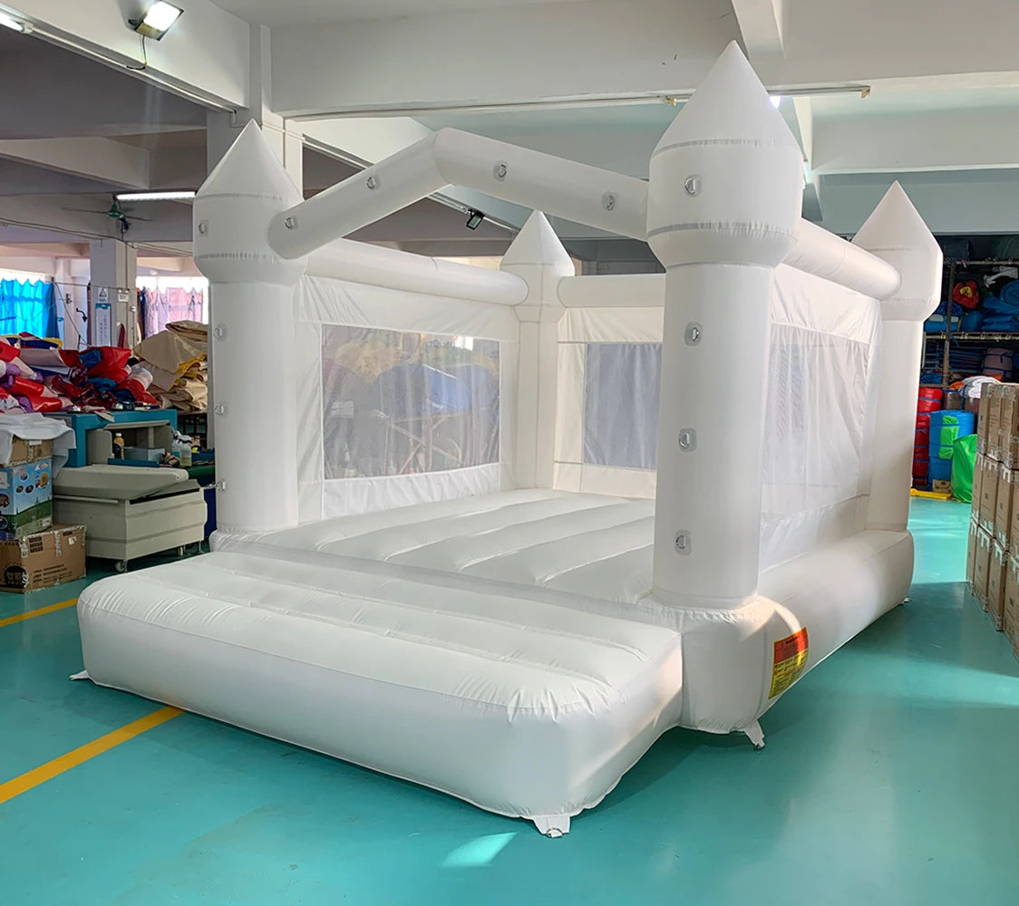 4x2x2.5m inflatable white bounce house with ball pit bouncy castle with blower air pump kids birthday party toys wedding toys