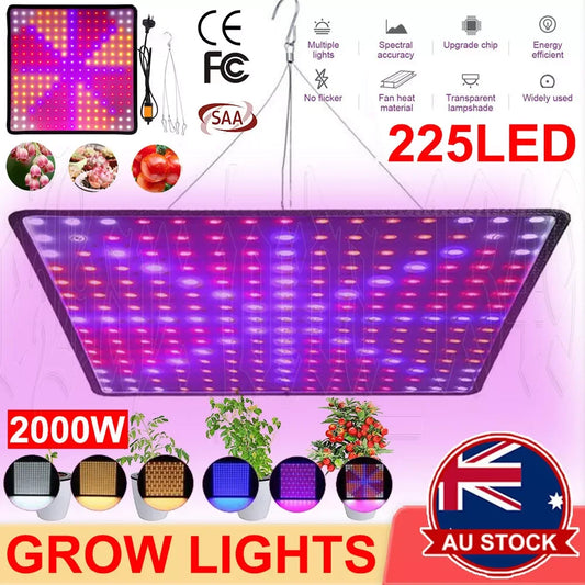 225 LED Grow Light Hydroponic Full Spectrum Indoor Veg Flower Plant Lamp AU