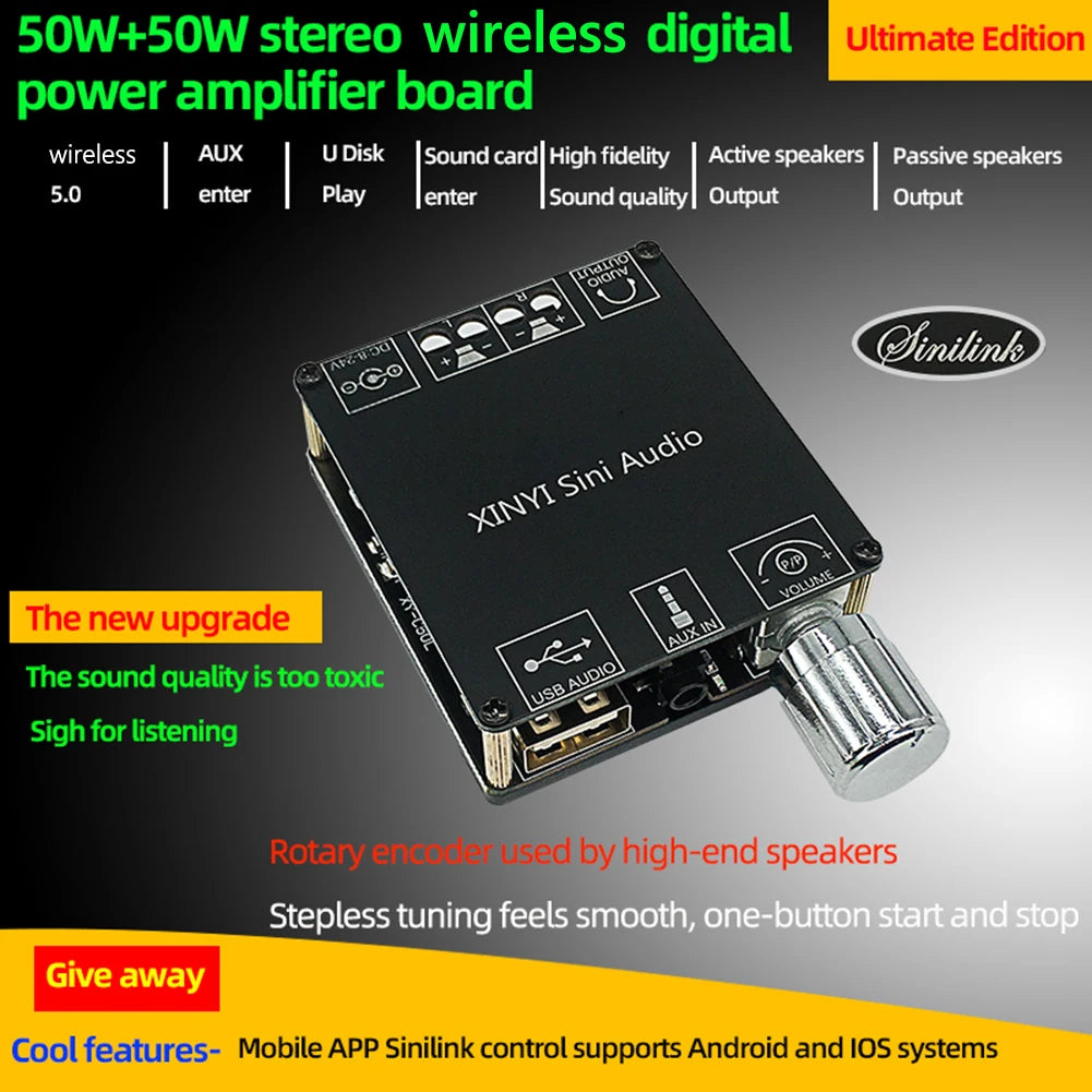 XY-C50L 50Wx2 Bluetooth-Compatible Stereo Audio Module Subwoofer Amplifier Board