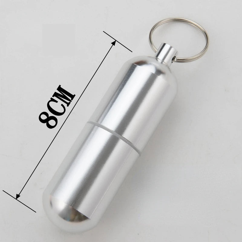 Waterproof Aluminum Pill Box Case Bottle Cache Drug Holder for Traveling Camping Container Keychain Medicine Box Health Care