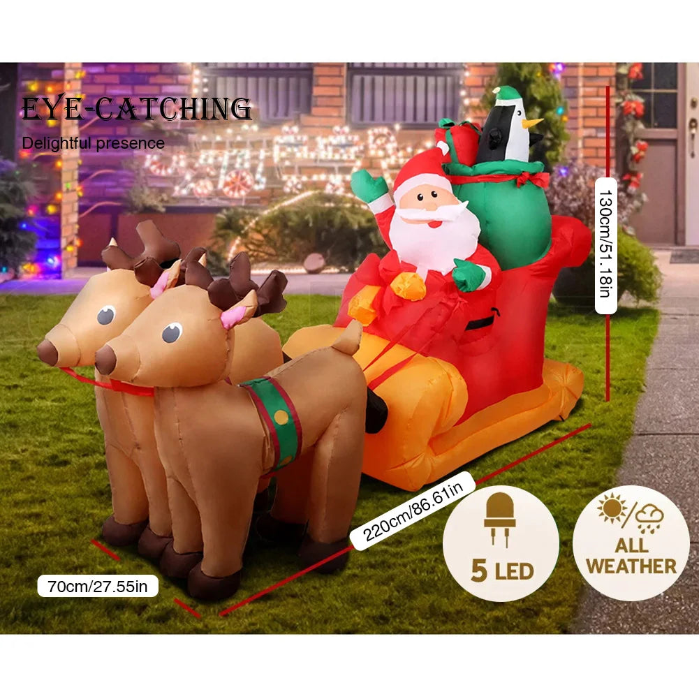 Christmas Inflatable Decorations Santa Claus Reindeer Inflatable Toys Festive Atmosphere Indoor Courtyard Lawn Decorations