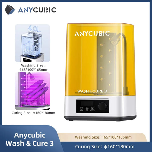 ANYCUBIC Wash & Cure 3 Printed Model Washing and Curing Machine Cleaning Size 165*100*165mm For LCD SLA Resin 3D Printer