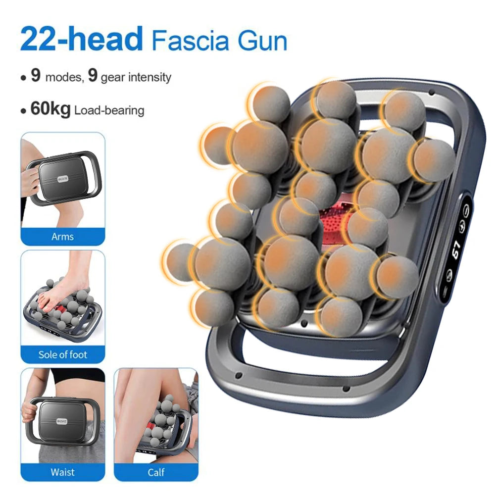 22-Head Fascia Gun High-Frequency Vibration Body Massage Gun Back and Waist Massager Neck Shoulder Massager Muscle masajeador