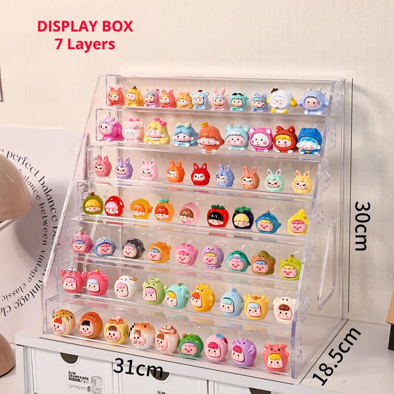 Transparent ABS Blind Box Display Rack Protect Cover for Mini Molly DIY Figure Doll Assemble Storage Box for Collector Cabinet