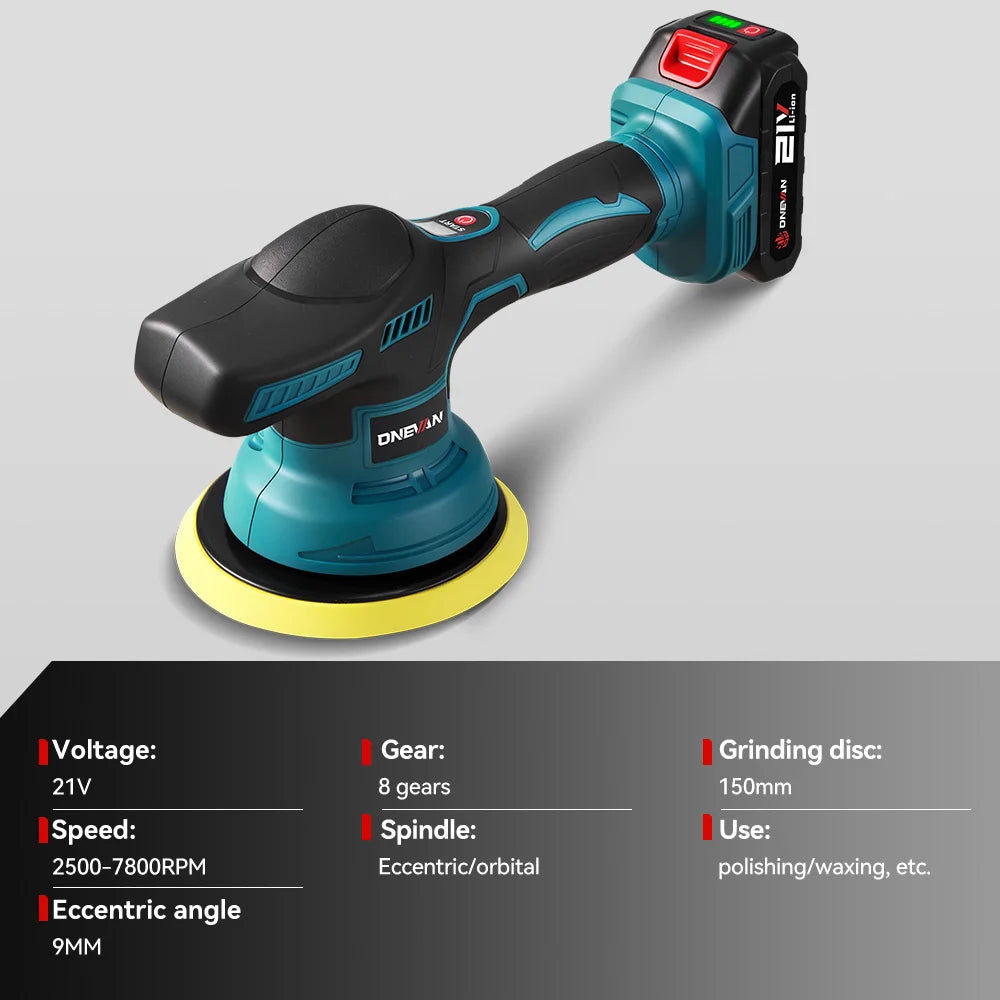 ONEVAN 8Gear Digital Display Cordless Car Polisher Electric Polisher Auto Car Waxing Polishing Tools For Makita 18V Battery Pin