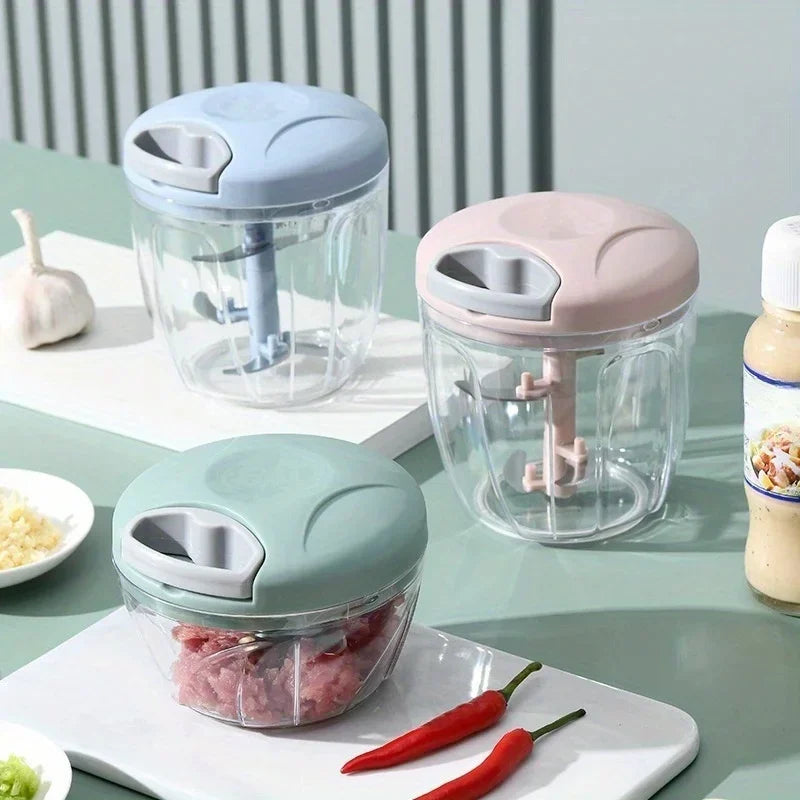 Garlic Mincer Hand Cutter - Hand Pull String Food Processor Vegetable Chopper - for Onion, Ginger, Fruits, Nuts, Dishwasher Safe