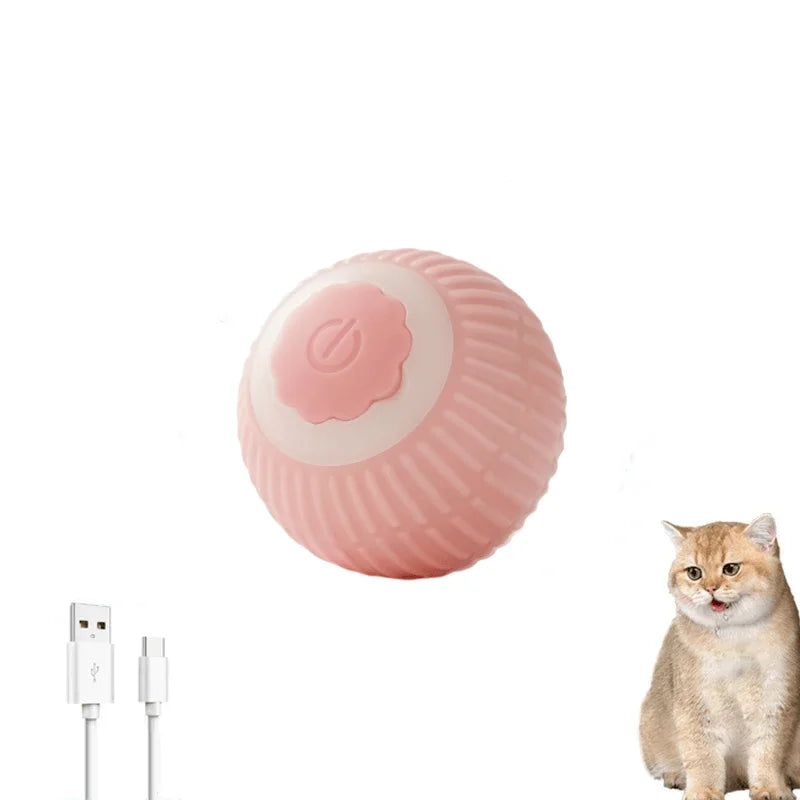 USB Rechargeable Smart Cat Ball Toy Automatic Obstacle Avoid Rolling LED Light Interactive Kitten Self Play Pet Toys