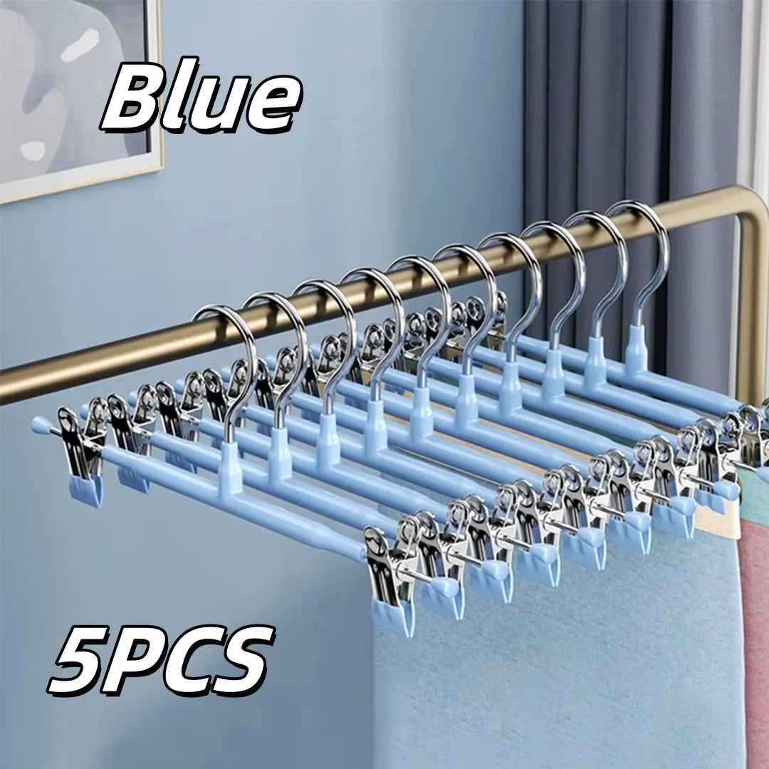 5/10PC Pants Hangers with Clips Multifunctional Adjustable Clip Clothes Rack Non-Slip Trousers Hanger for Jeans Closet Organizer