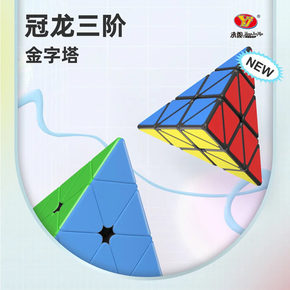 YongJun GuanLong 3x3 V2 Pyramid Magic Cube Triangle Shaped 4-Sided Educational  Speed Cube Children's Puzzle Cubo Magico Toys
