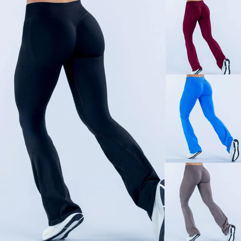 1DF-CY Women High Waist Flared Yoga Leggings Butt Lifting Stretch Bell Bottom Pants Slim Fit Gym Fitness Running Casual Trousers