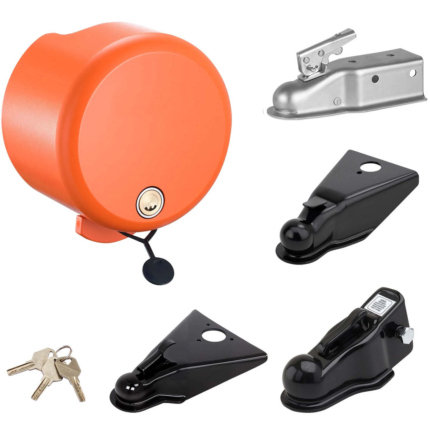 SucceBuy Boat Trailer Lock Fits 1-7/8 & 2 & 2-5/16in Straight Tongue Ball Couplers Hitch Lock with 4 Keys Security Chains for RV