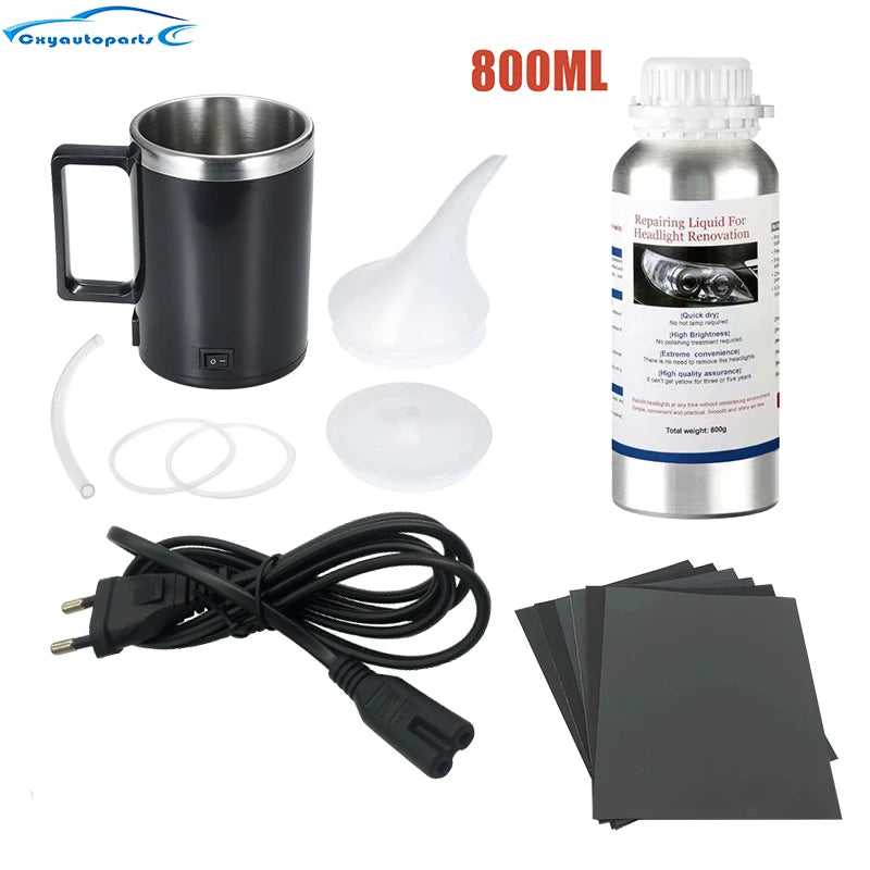 Car Headlight Polishing Kit Restoration Polish Car Headlights 800ML Liquid Polymer Faros Garage tools Lights Polish Repair Set