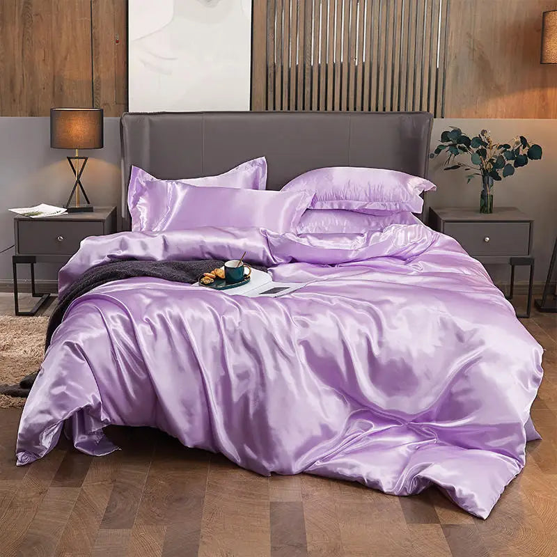Summer Smooth Satin Duvet Cover No Pillowcases Comfy Shiny Couple Bed Quilt Cover Nordic Double Bed Sheet 150 220x240