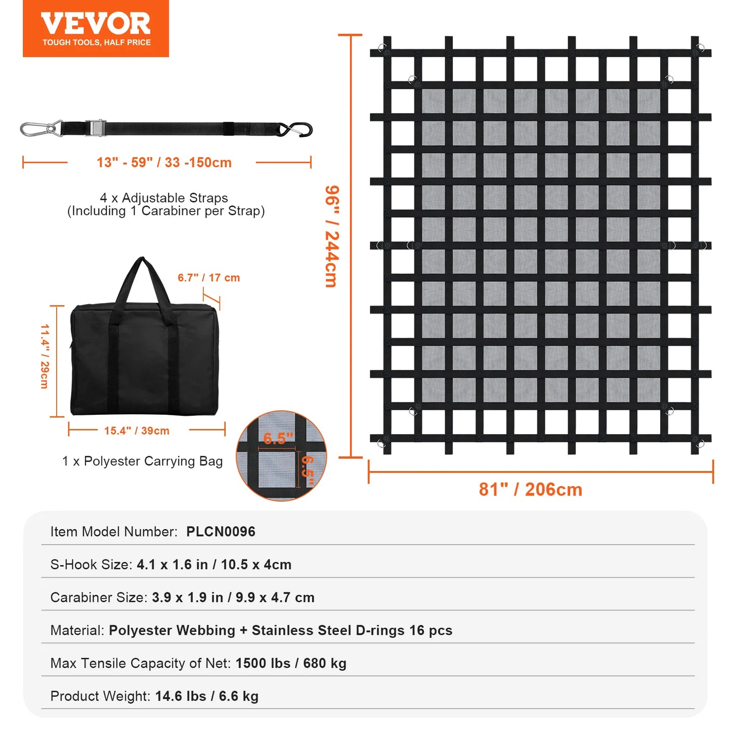 SucceBuyCar Ceiling Cargo Net Truck Bed Storage Net with 4 Adjustable Straps&S-Hooks Pocket Mesh Car Roof Organizer for SUV Jeep