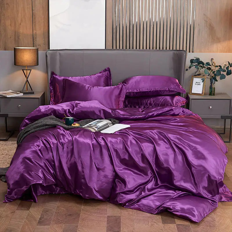 Summer Smooth Satin Duvet Cover No Pillowcases Comfy Shiny Couple Bed Quilt Cover Nordic Double Bed Sheet 150 220x240