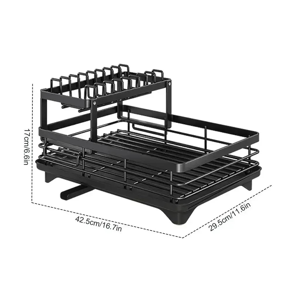 New Double-layer Adjustable Rack Space Saving Kitchen Drainage Shelf Utensils Countertop Bowl Practical Storage Organizer Holder