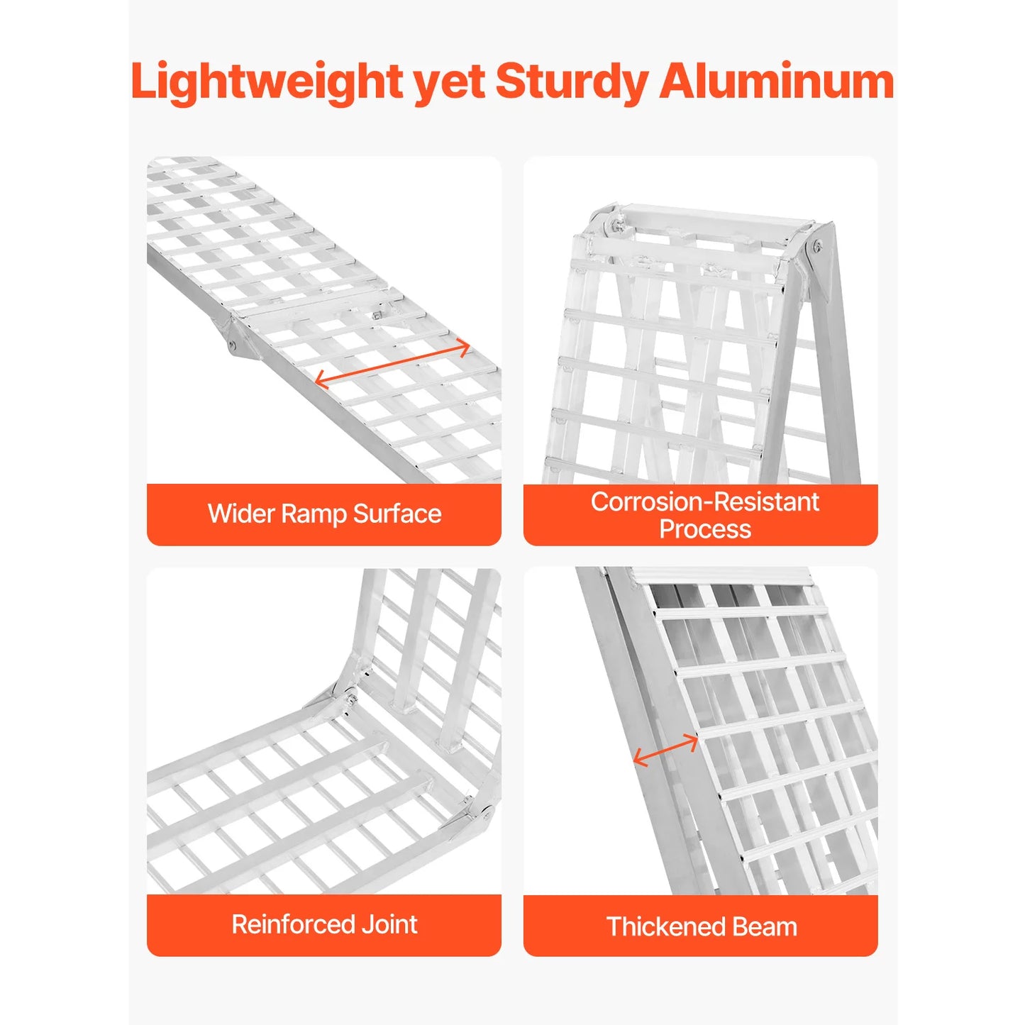 SucceBuy Aluminum Ramps 2000lbs Ramps with Wider Ramp Surface Universal Stable Loading Ramp with Handle Fit for ATV UTV Motor