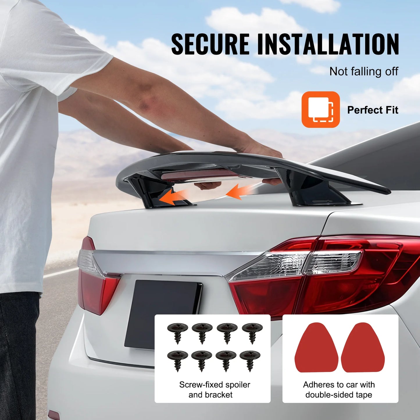 SucceBuy GT Wing Car Spoiler 46.3inch Universal Spoiler Compatible with most Sedans and Coupes High Strength ABS Material Black