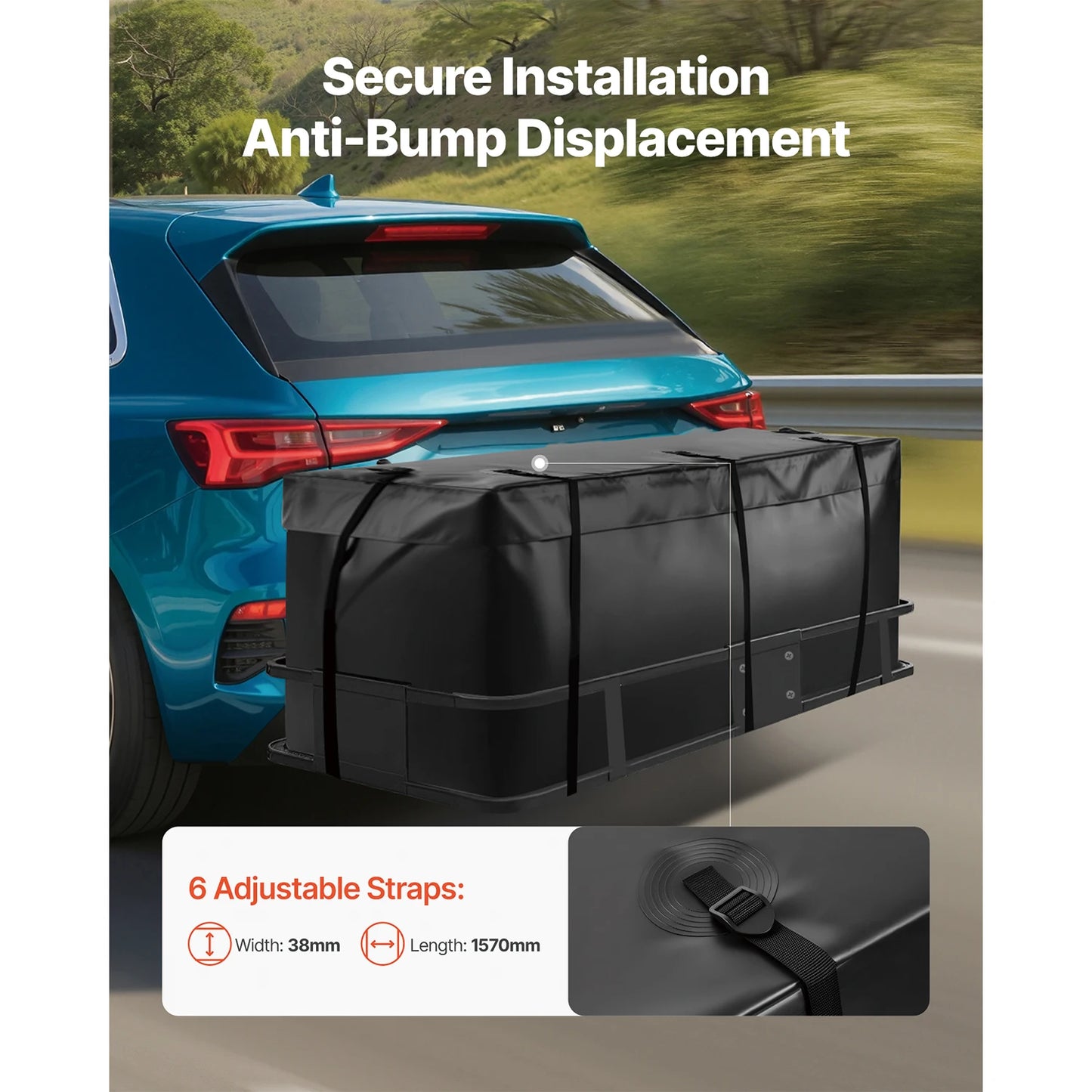 SucceBuy Hitch Cargo Carrier Bag Waterproof 840D PVC 57.48 x 19.49 x 23.82 in Heavy Duty Cargo Bag for Truck Bed Storage for Car