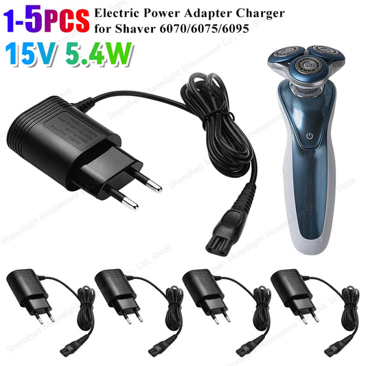 15V 5.4W EU Plug Power Adapter 1-5PCS Electric Charger Supplies for Philips Shaver 6070/6075/6095 Shaving Machine Charging Cable