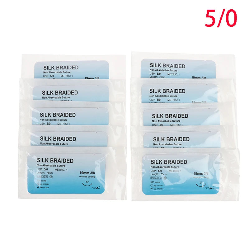 12Pcs 2/0 3/0 4/0 5/0 Medical Needle Suture Nylon Monofilament Thread Suture Practice Kit Teaching Demonstrations Exercises