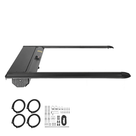 SucceBuy Retractable Tonneau Cover 5.5ft Aluminum with Drainage Pipe for 2021-2024 Ford F-150 Crew Cab Double-Lock T-Slot Design