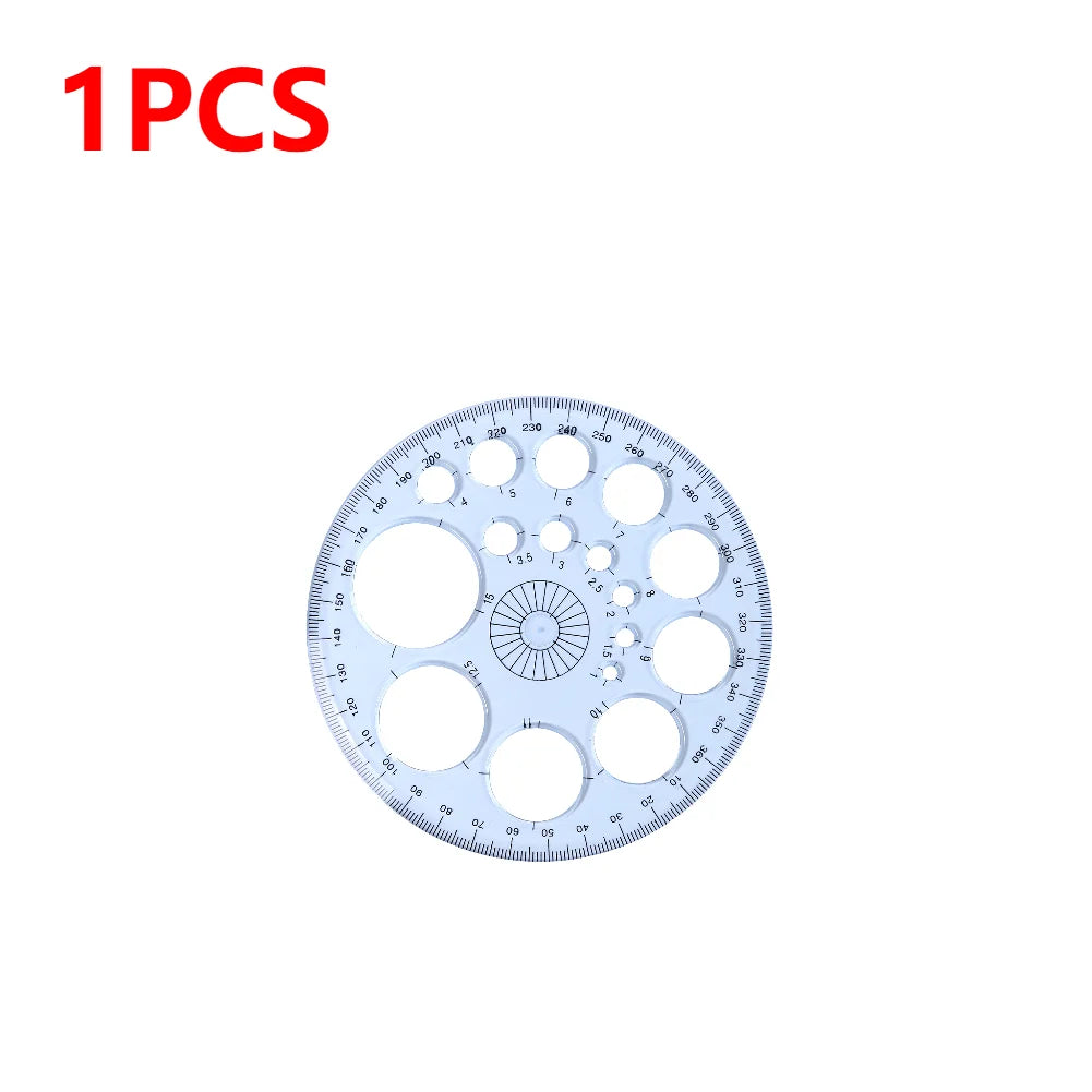5-1PC Multifunction Geometric Template Plastic Measuring Ruler Circles Drawing Shape Geometric Drawing Stencils Tools for Office