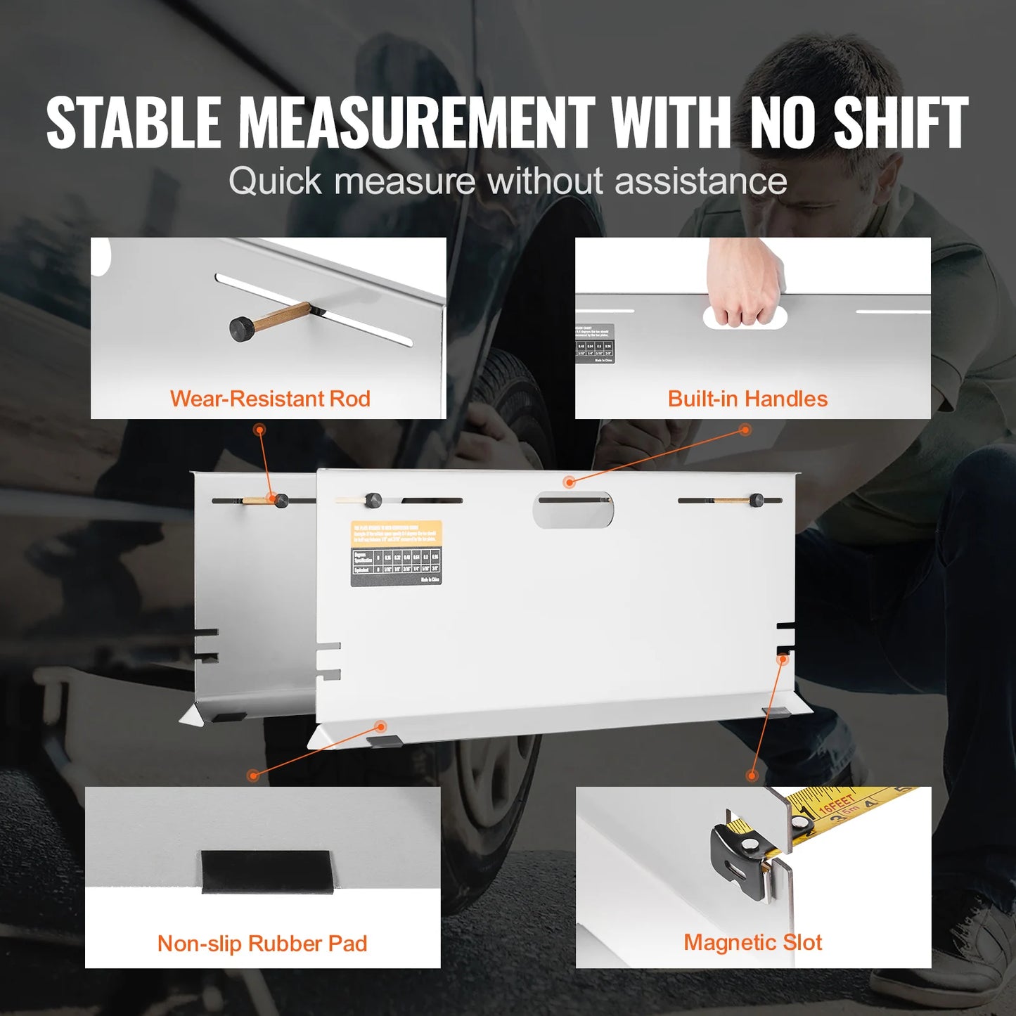 SucceBuy Wheel Alignment Tool 2-Pack Alignment Tool Toe Plate Stainless Steel Toe Angle Measurement Tool Plate 4 Alignment Rods