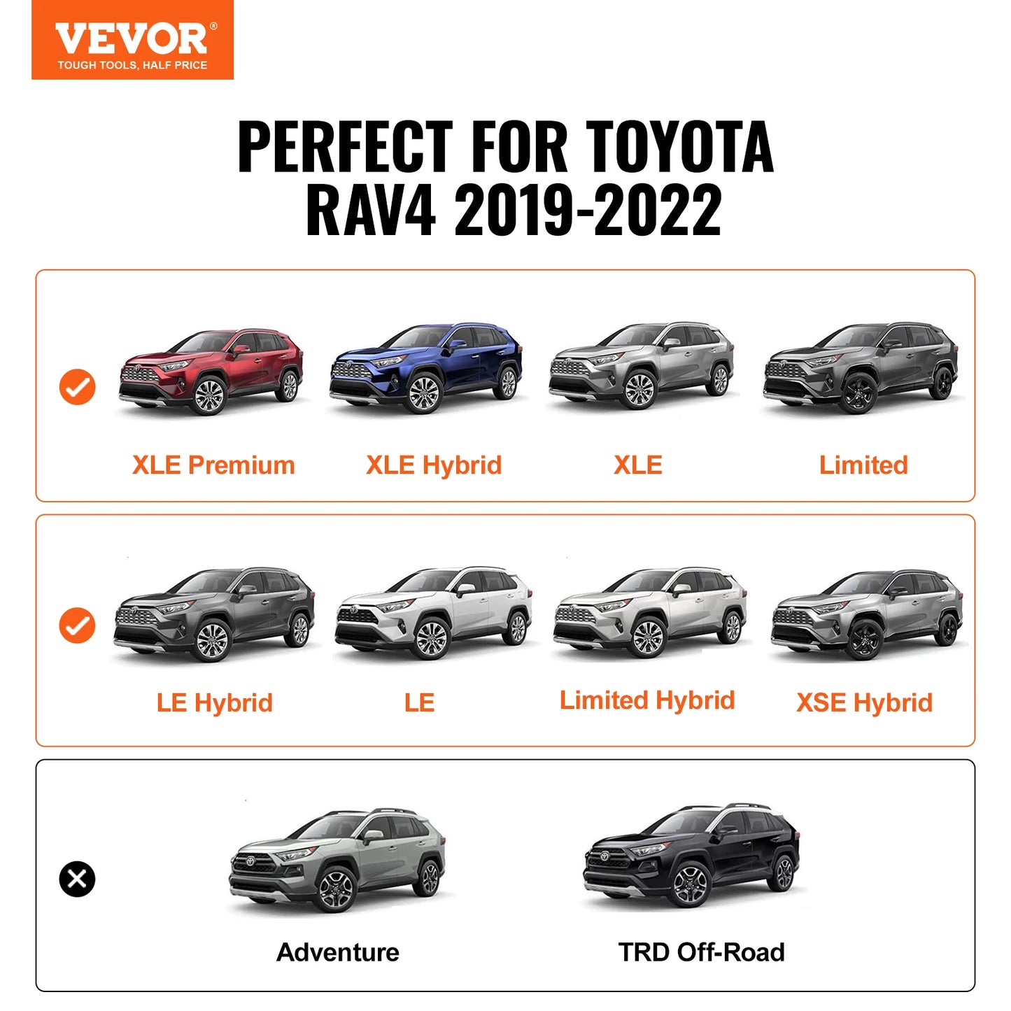 SucceBuy Roof Rack Cross Bars Compatible with Toyota RAV4 2019-2023 160lbs Load Capacity Aluminum Anti-Rust Crossbars with Locks