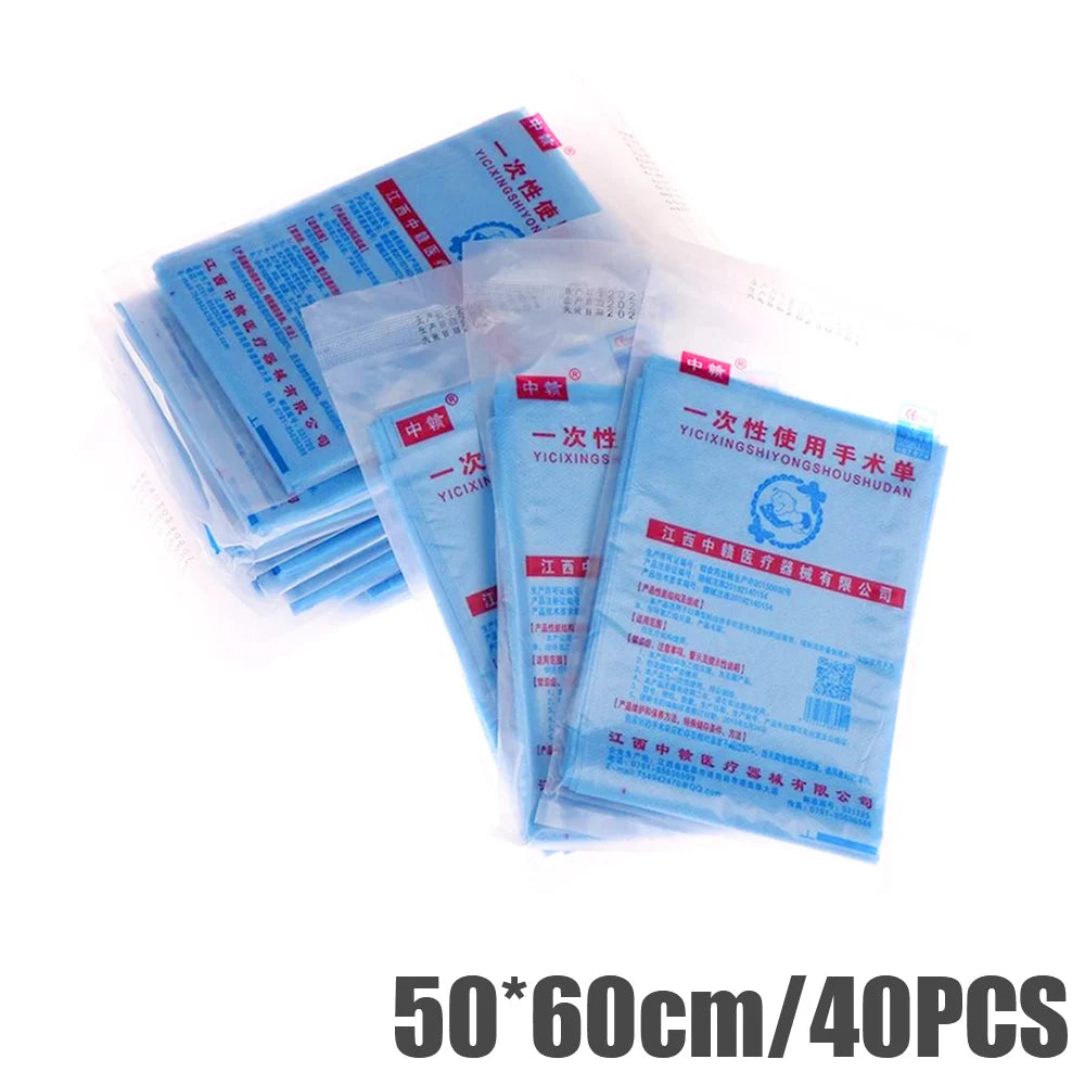 40pc/Bag 50x60cm Disposable Surgical Drapes Surgical Sheet Blue Surgical Towel Non-woven Sterile Waterproof Sheet