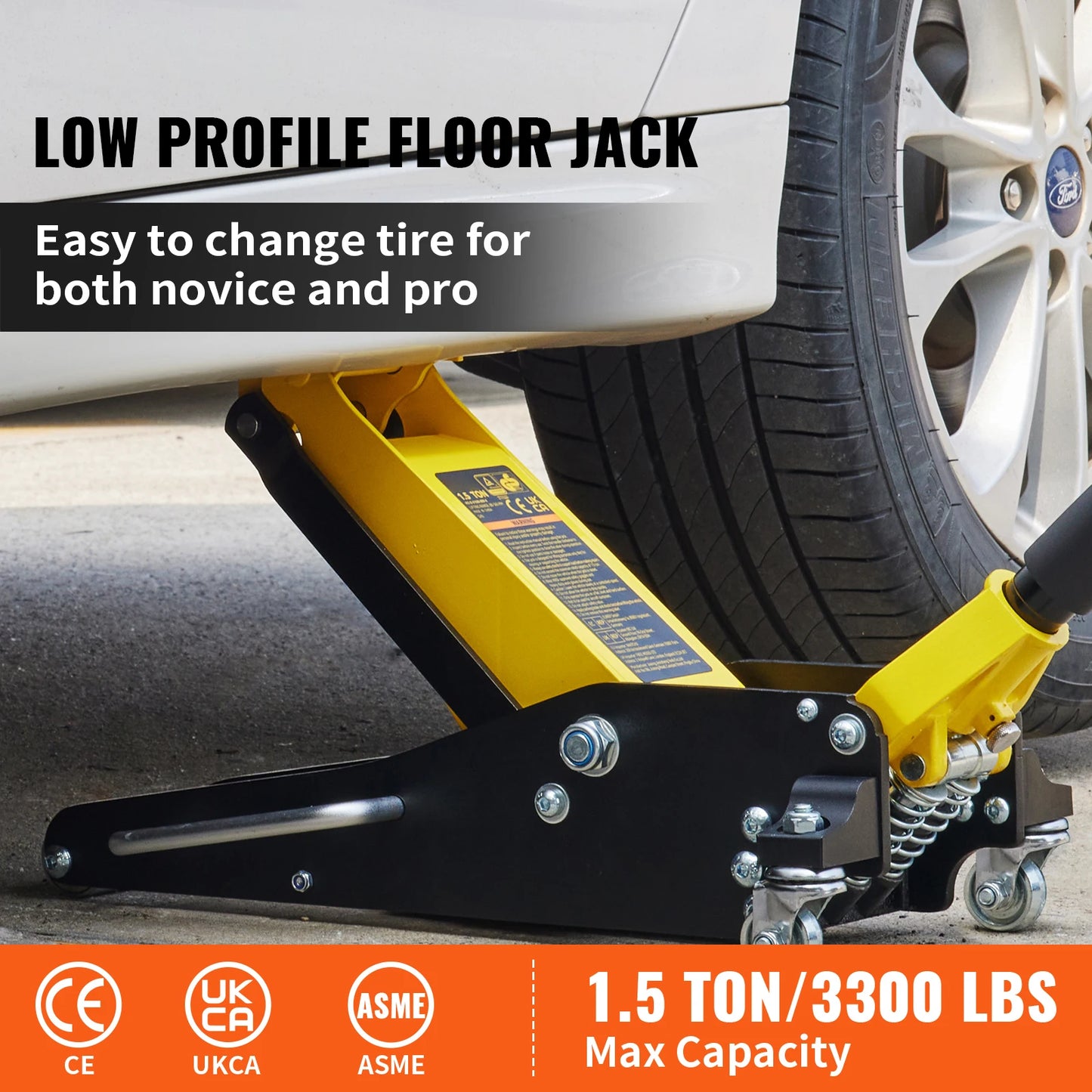 SucceBuy Car Jack 1.5-3T Floor Jack Aluminum&Steel Racing Jack Single Pistons Quick Lift Pump Tire Change Lifting Repair Tool
