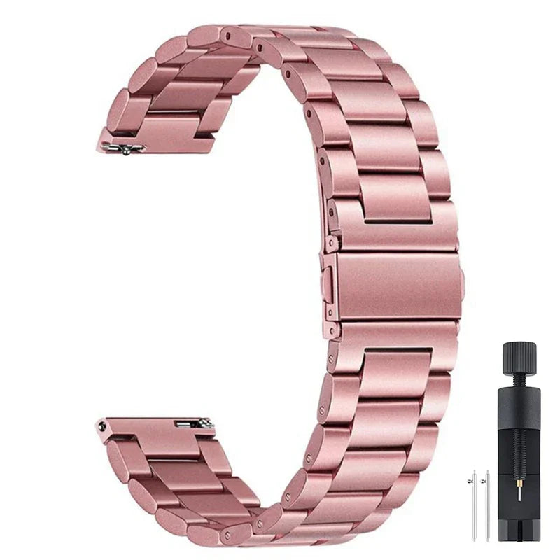 22mm 20mm Stainless Steel Band For Amazfit GTR 47mm 42mm Pace Stratos 2 3 Bip 3 5 6 Bracelet Strap For Amazfit GTR4 3 2/Active 2
