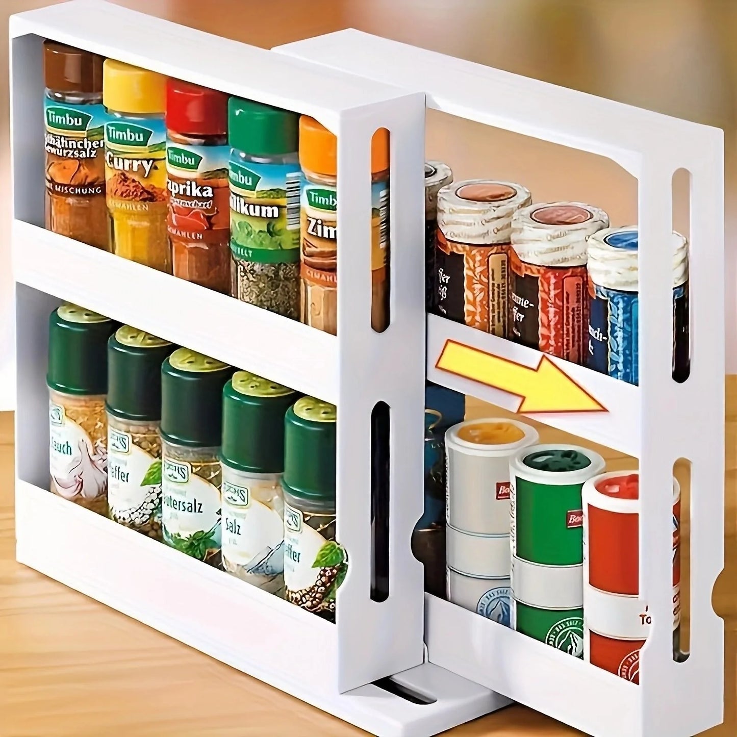 1 PC spice storage rack,90 degree swivel item storage rack, countertop 2 tier storage rack,small storage and organizer rack 2030