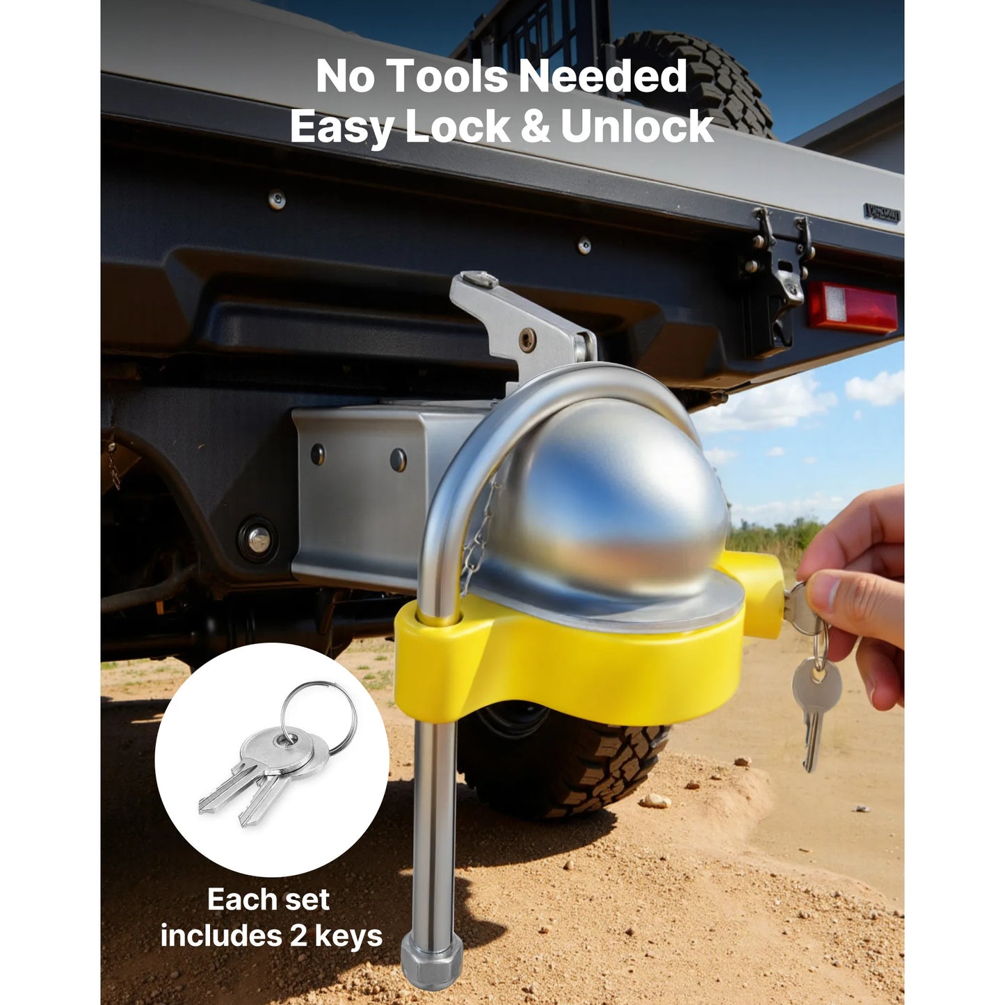 SucceBuy Trailer Hitch Lock Kit Fits for 1-7/8 in 2 in 2-5/16 in Couplers with Keys Adjustable Height Design for RVs Trailers