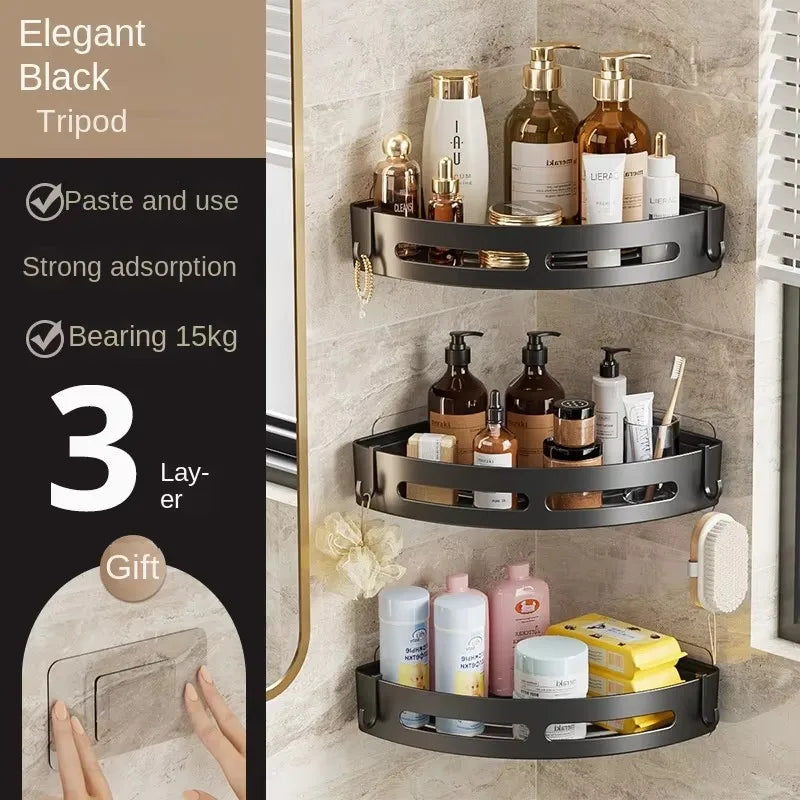 New 3/2/1PCS Adhensive Bathroom Shampoo Holder Shower Caddy Shelves Storage No Drill Shelf Corner Towel Holder Shelves For