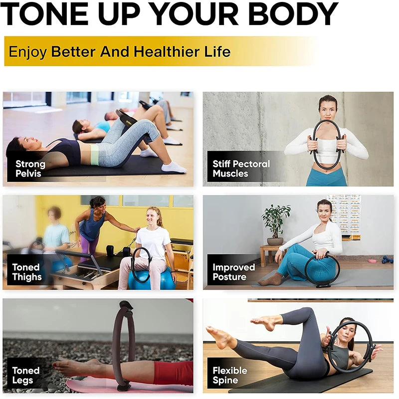 Yoga Ring Pilates Ring Women Girl Fitness Exercise Home Resistance Elasticity Yoga Gym Workout Pilates Circle Yoga Circle  ﻿