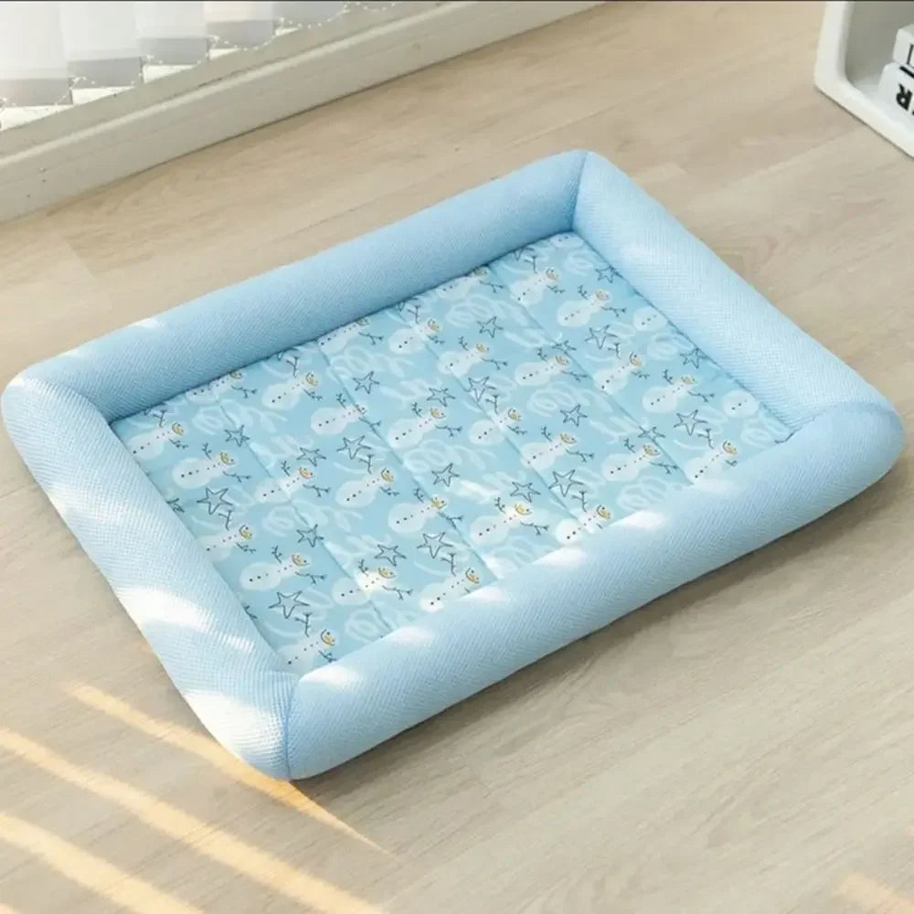 Square Cooling Puppy Bed Breathable Soft Dog Sleeping Pad Neck-protecting Dirt-resistant Pet Cooling Mat for Dogs Cats