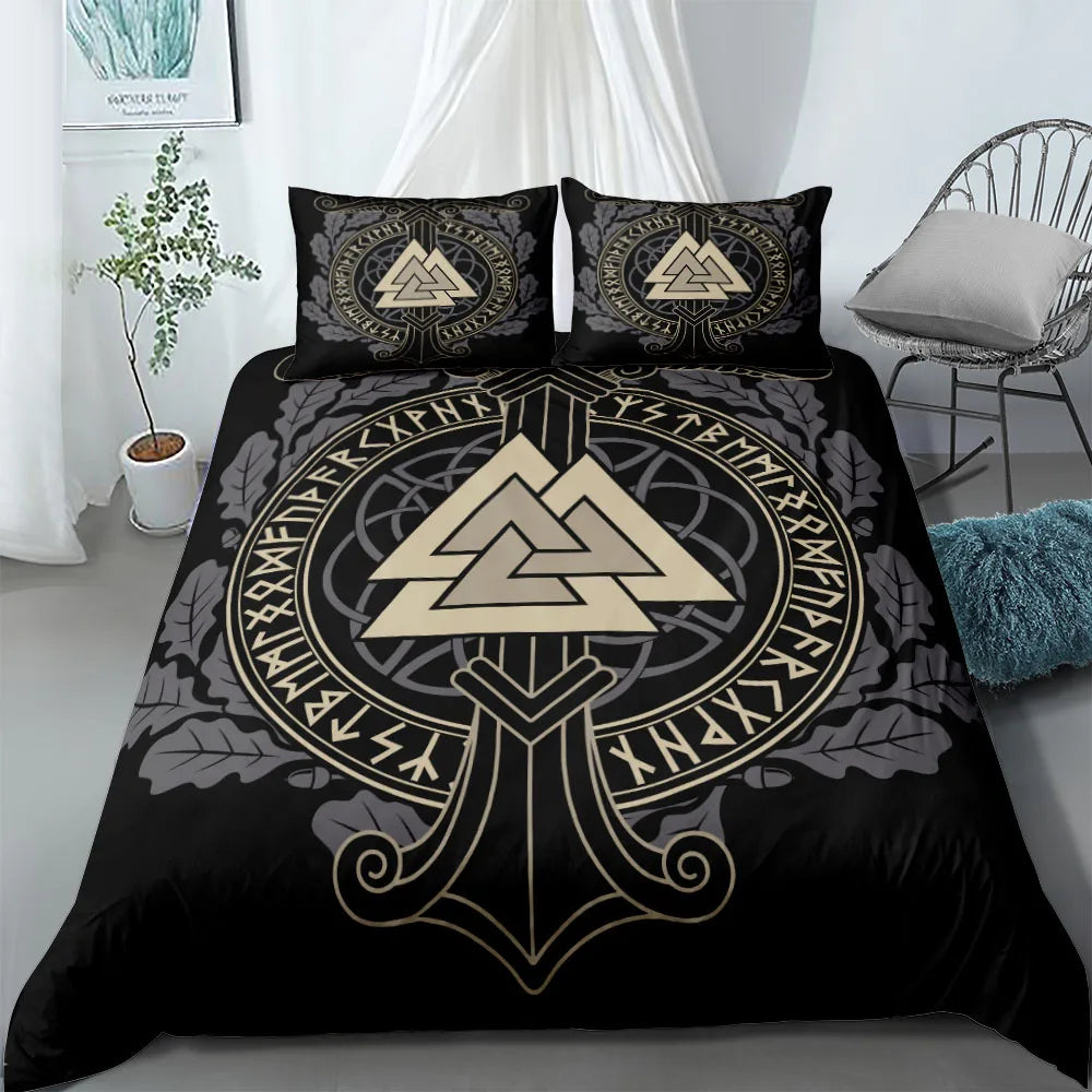 Vigvisir Viking Art Constellation Bedding Set EU Single Double King US Twin Full Queen King Ethnic Bed Linen Set
