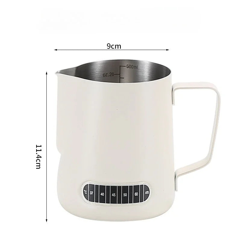 Coffee Milk Frother Jug Temperature Sensing Patch Stainless Steel Accurate Scale Volume Control Advanced Professional CoffeeTool
