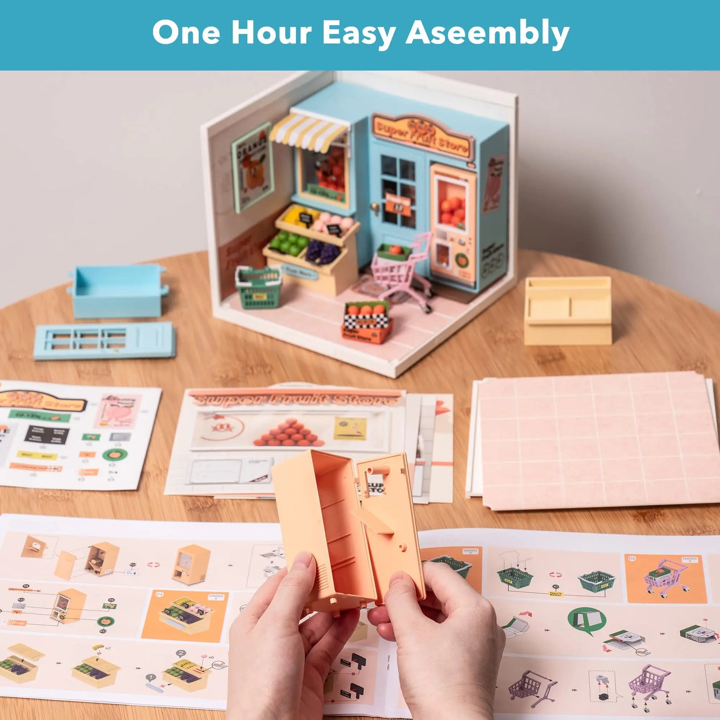 Robotime Rolife Super Creat Plastic DIY Miniature House Cafe Energy Supply Store Funny Toys Building Block Sets for Kids DW003