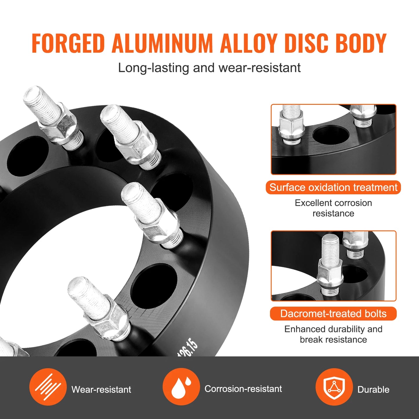 SucceBuy Wheel Spacers 8"x6.5" Wheel Adapters 8 Lug Forged Spacer 9/16"-18 Studs Spacers for Ford F250 F350 DodgeRam 2500 3500