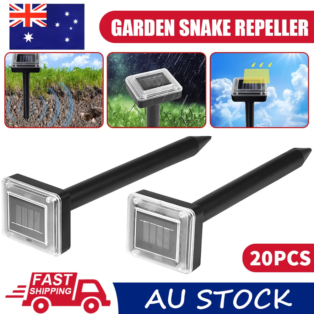 2-20PCS Garden Snake Repeller Ultrasonic Solar Powered Snake Pest Repellents